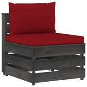 Divano Centrale Modulare con Cuscini in Legno Impregnato Grigiocod mxl 96620