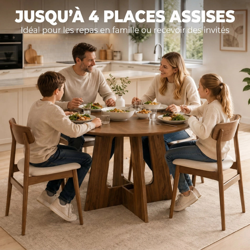 Tavolo da pranzo rotondo per 4 persone ¨C Minimal ¨C marrone, legno, ? 110x73.5 cm