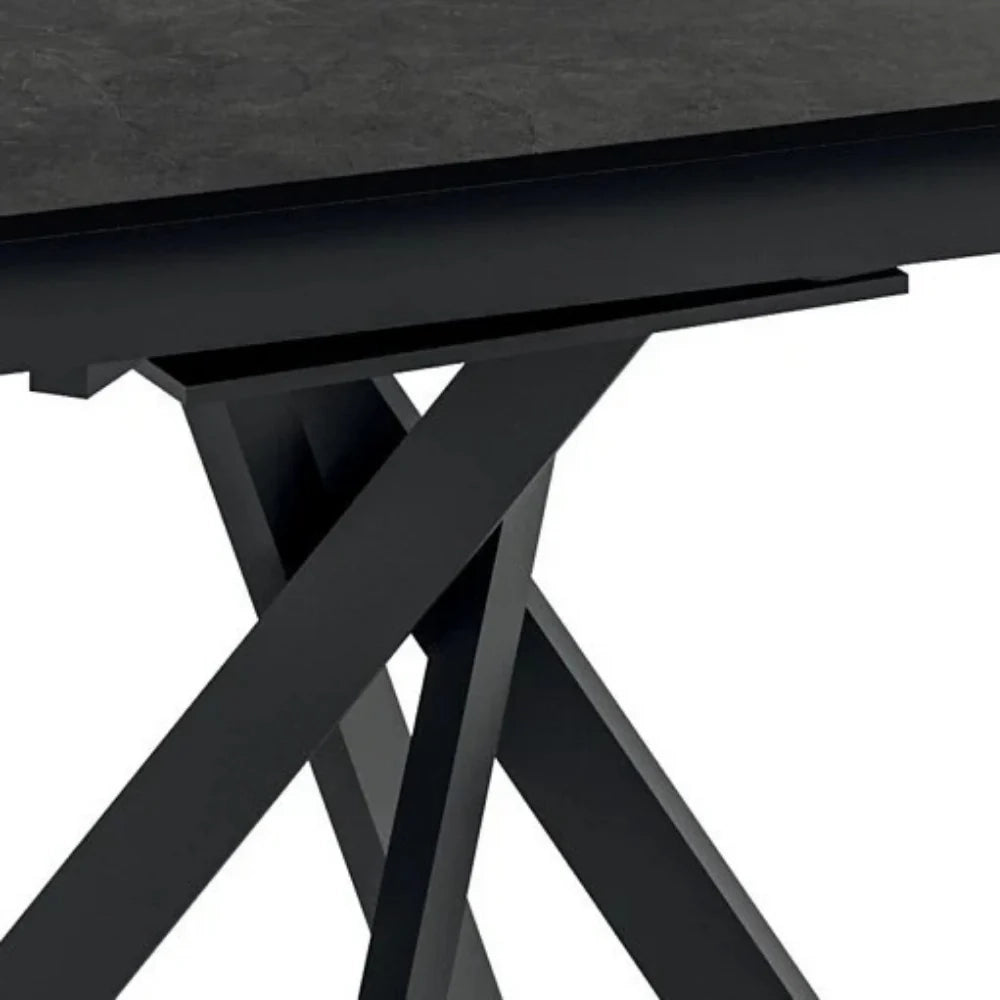 Tavolo da pranzo allungabile in ceramica effetto cemento grigio Drift 80-120x120 cm fino a 6 posti | Duzzle