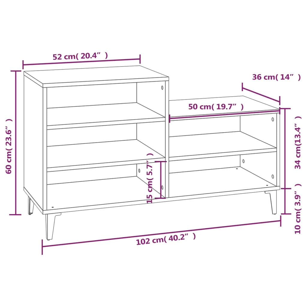 Scarpiera mobile contenitore per scarpe mobile per ingresso/corridoio/soggiorno 102 x 36 x 60 cm legno ingegnerizzato nero 02_0021939