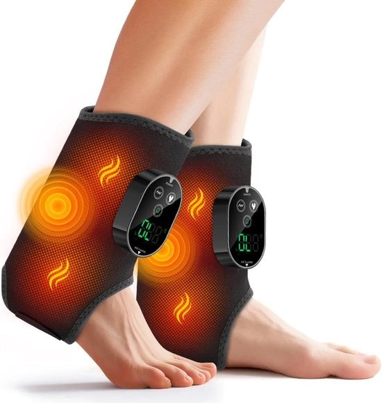 Due dispositivi di massaggi per piedi a infrarossi - per neuropatia - massaggiatore per piedi e caviglia - cuscino di riscaldamento per caviglia con funzione di massaggiatore - 6 impostazioni di riscaldamento e 3 impostazioni di massaggi con timer (nero)