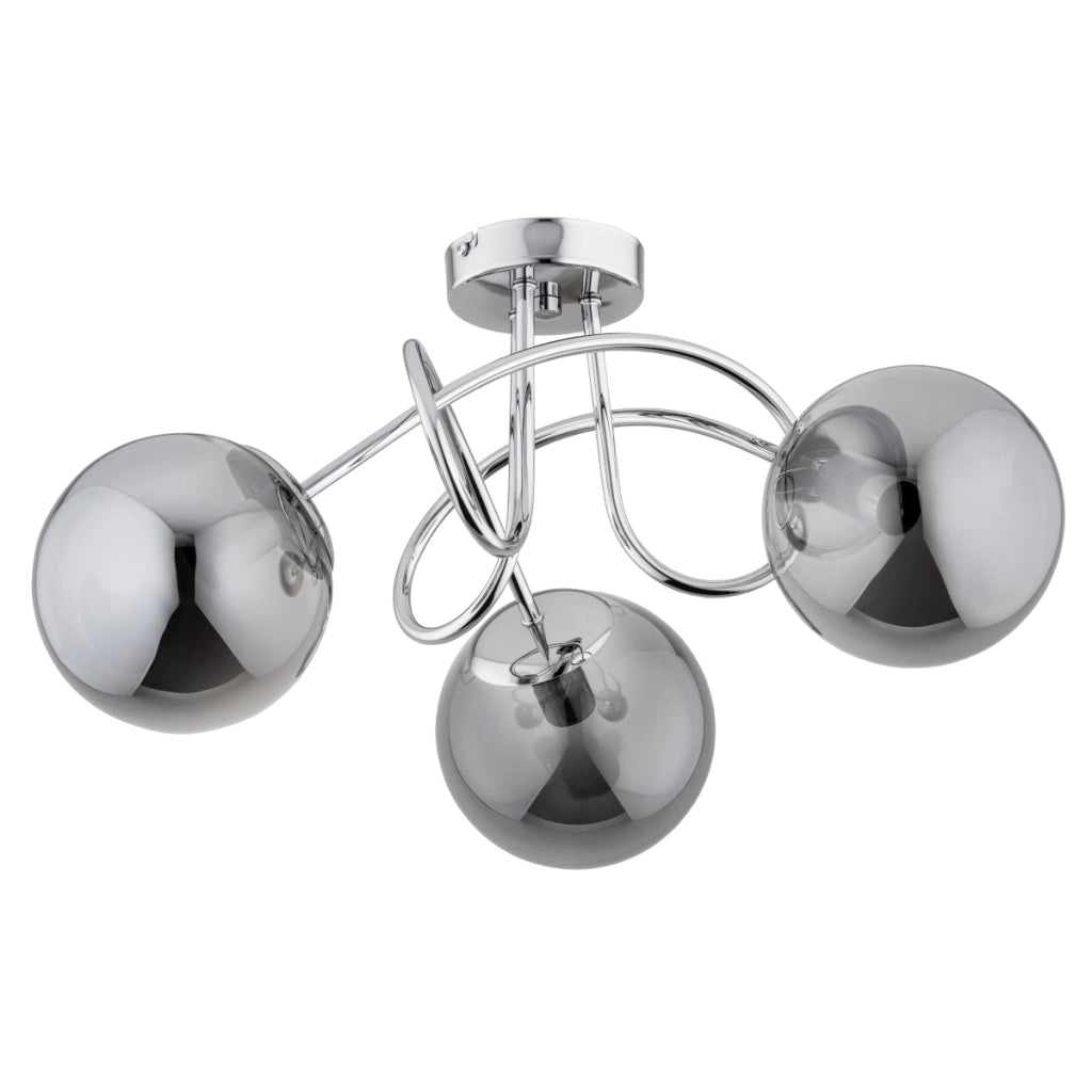 Plafoniera glamour cromata 3 luci vetro fumé BANKO