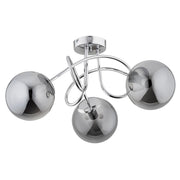 Plafoniera glamour cromata 3 luci vetro fumé BANKO