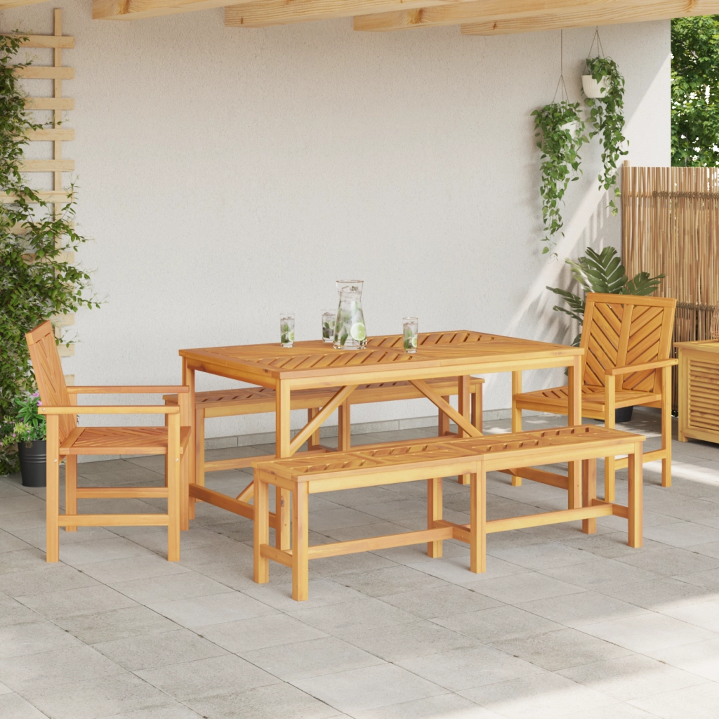 Set da Pranzo Giardino 5 Pezzi Legno Massello di Acacia