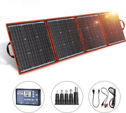 Set di Pannelli Solari 150W - Flessibili - Ripiegabili - Pannelli Solari - Controller 12V - Per Campeggiatori/Turisti in Movimento - Con Inverter - Con Cavo da 3 Metri