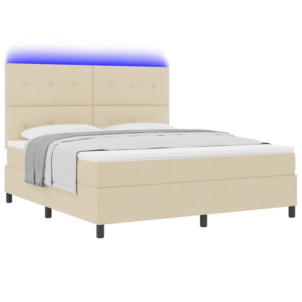 Rete Letto con Materasso & LED Crema 180x200 cm Tessuto