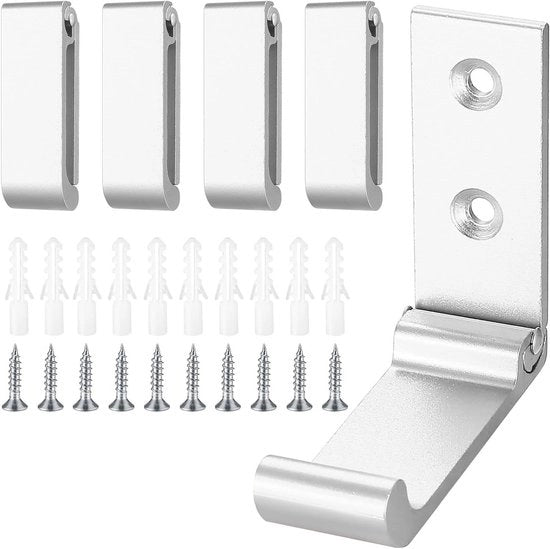 Haken perpendicolari retrattili 5 pezzi - Asse da asciugamano e stendino per cucina e bagno - Argento