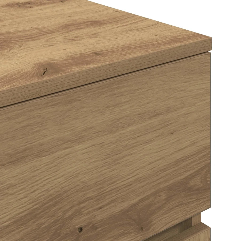 Set di 2 Comodini | Armadio da Notte | Mobiletto da notte con 3 Cassetti Rovere Artigianale 39x35x65 cm