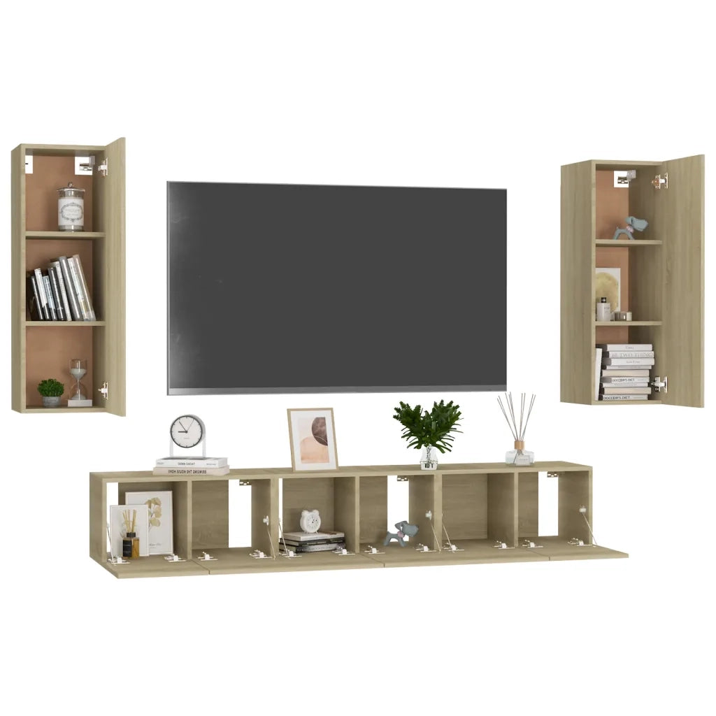 Set di Mobili TV 5 pz-Set di 5 Credenza per TV Rovere Sonoma in Legno Multistrato 392868