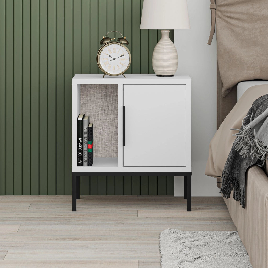 Comodino in legno "Glynn" - 45 x 35 x 50 cm - Bianco