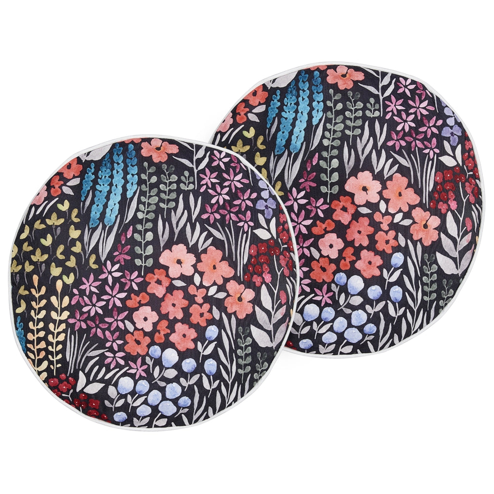 Set di 2 cuscini da esterno in poliestere multicolore ⌀ 40 cm Cuscino rotondo con stampa floreale da giardino Patio