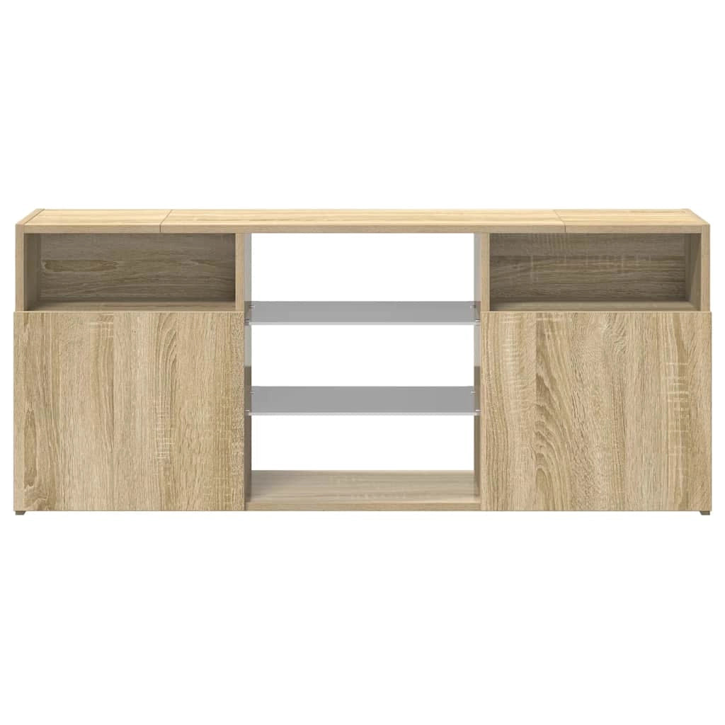 Mobile TV multimediale mensola TV credenza mobile TV sala da pranzo soggiorno camera da letto con luci LED rovere Sonoma 120 x 30 x 50 cm marrone 02_0026755