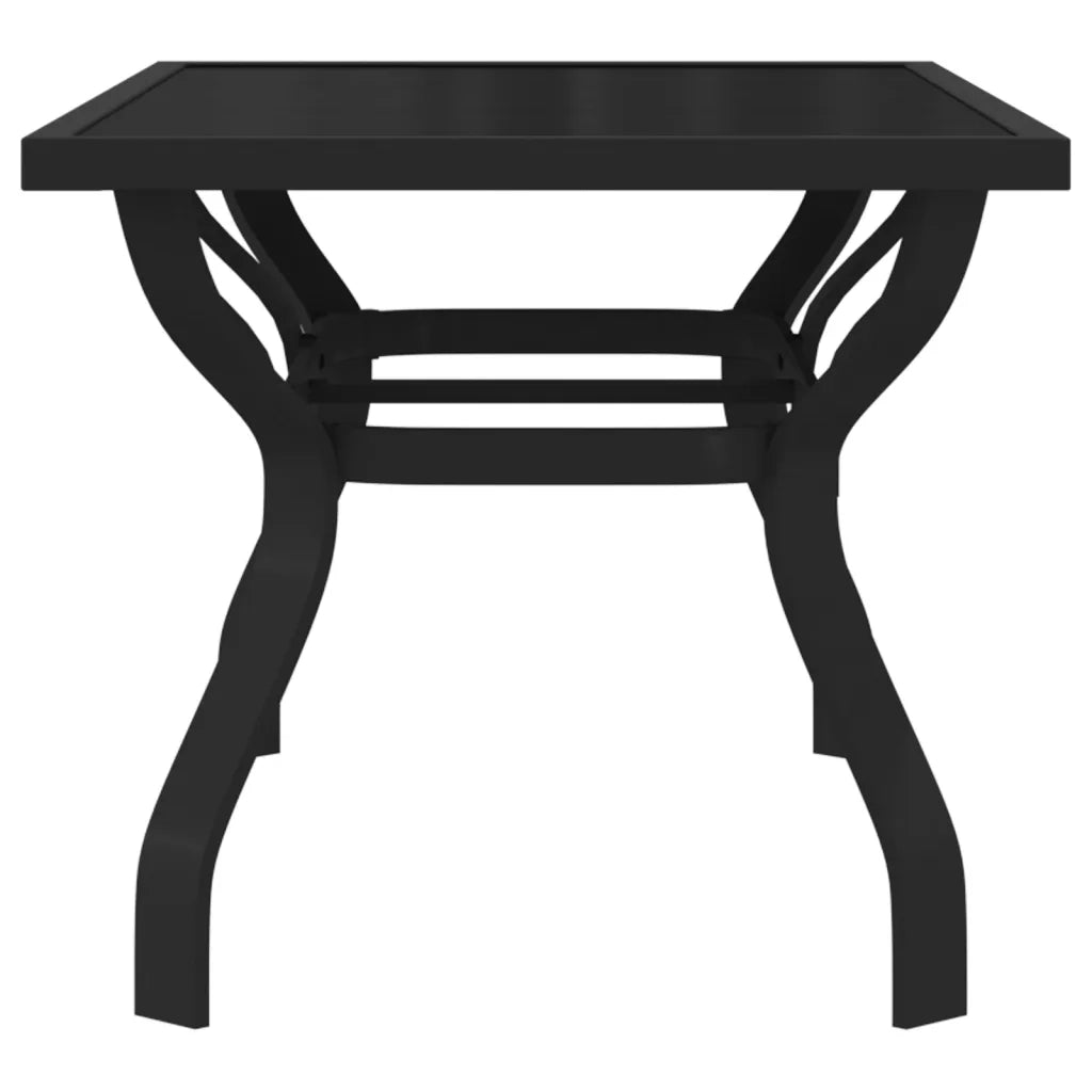 Tavolo da Giardino Nero 140x70x70 cm in Acciaio e Vetro 318768