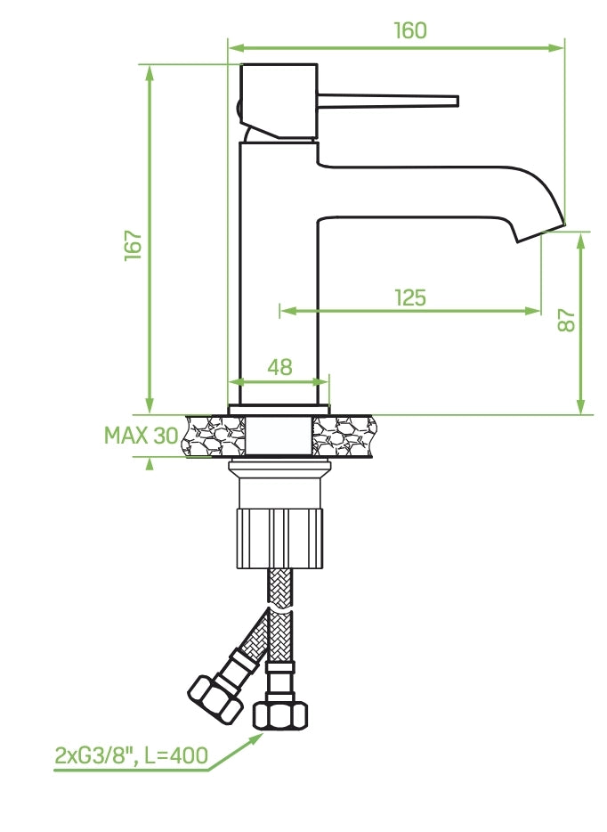Miscelatore lavabo da appoggio con tappo click-clack – design moderno, finitura oro spazzolato