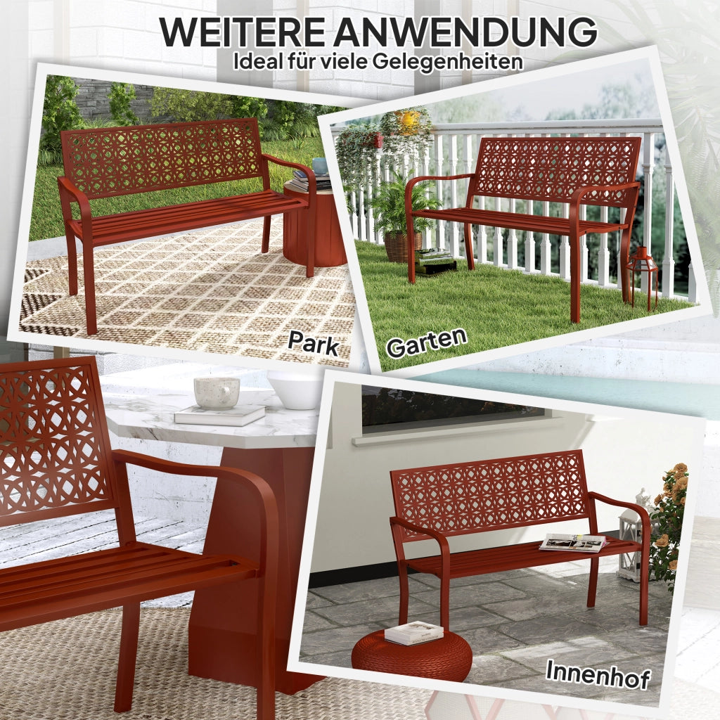 PANCHINA da 2 posti 127x63x85 cm Acciaio Rosso