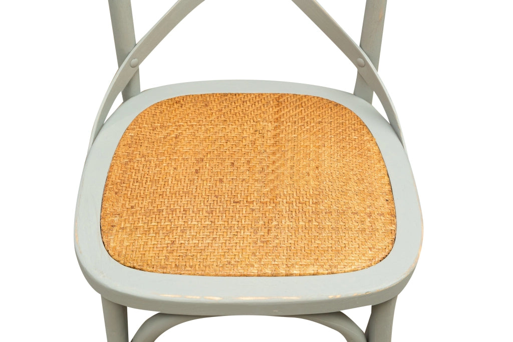Biscottini Sedia Thonet in massello di frassino e seduta rattan finitura Grigio anticato L48xPR52xH88 cm