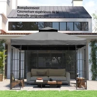 Telo per Gazebo 3 x 3 m, Telo di Ricambio per Gazebo a 2 Livelli, Protezione UPF30+, con Fori di Drenaggio, Grigio Scuro