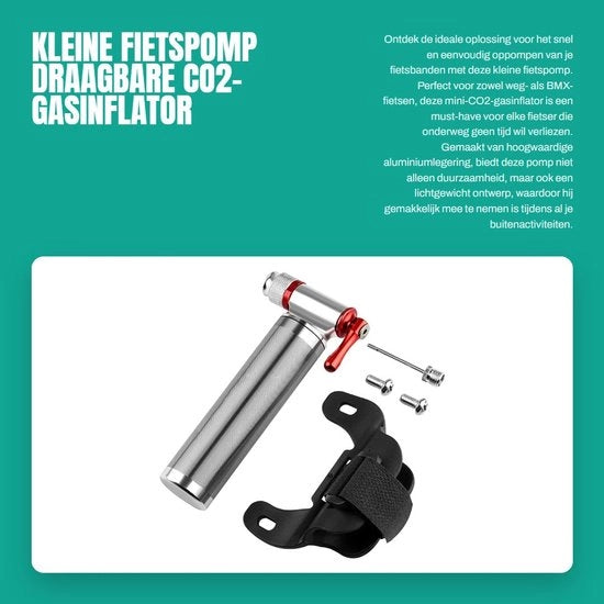 Pompa CO2 Mini Portatile - Leggera - Resistente al Gelido - Montaggio con Supporto - Costruita in Lega di Alluminio - Peso Leggero
