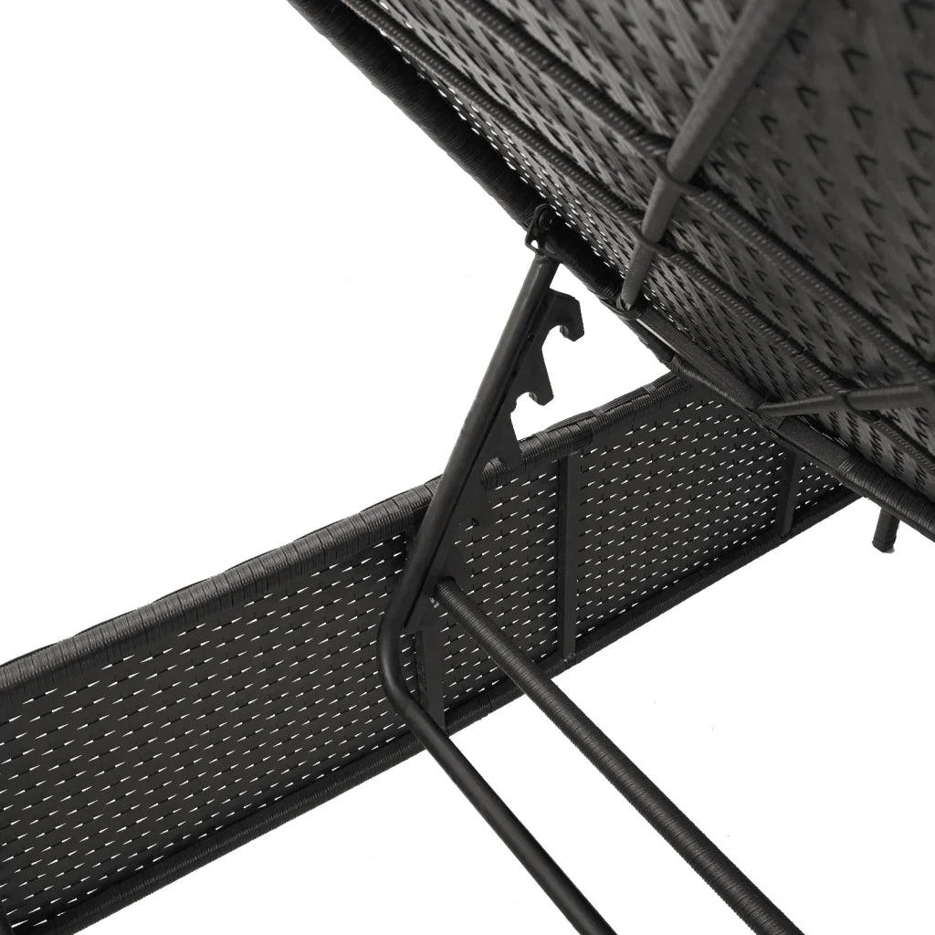Lettino Prendisole con Cuscino Nero in Polyrattan 4002719
