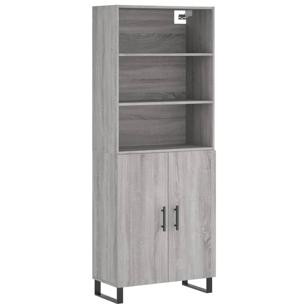 Buffet credenza cassettiera armadio mobile contenitore organizer cucina soggiorno salotto rovere Sonoma alto 69,5 x 34 x 180 cm legno ingegnerizzato grigio 02_0035606