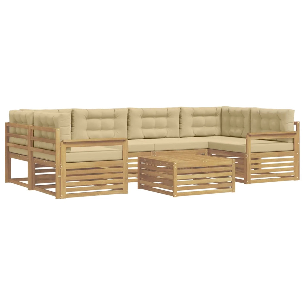 Set di divani da esterno 7 pcs Bianco e Beige Poliestere 3390113