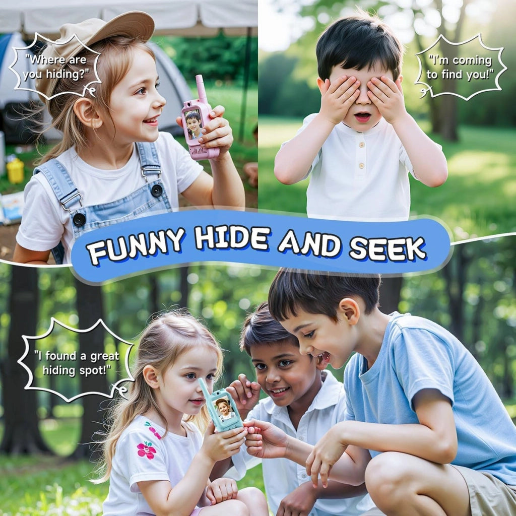 VIDEO WALKIE TALKIE BAMBINI 2 PEZZI RICARICABILI CON SCHERMO GIOCO EDUCATIVO