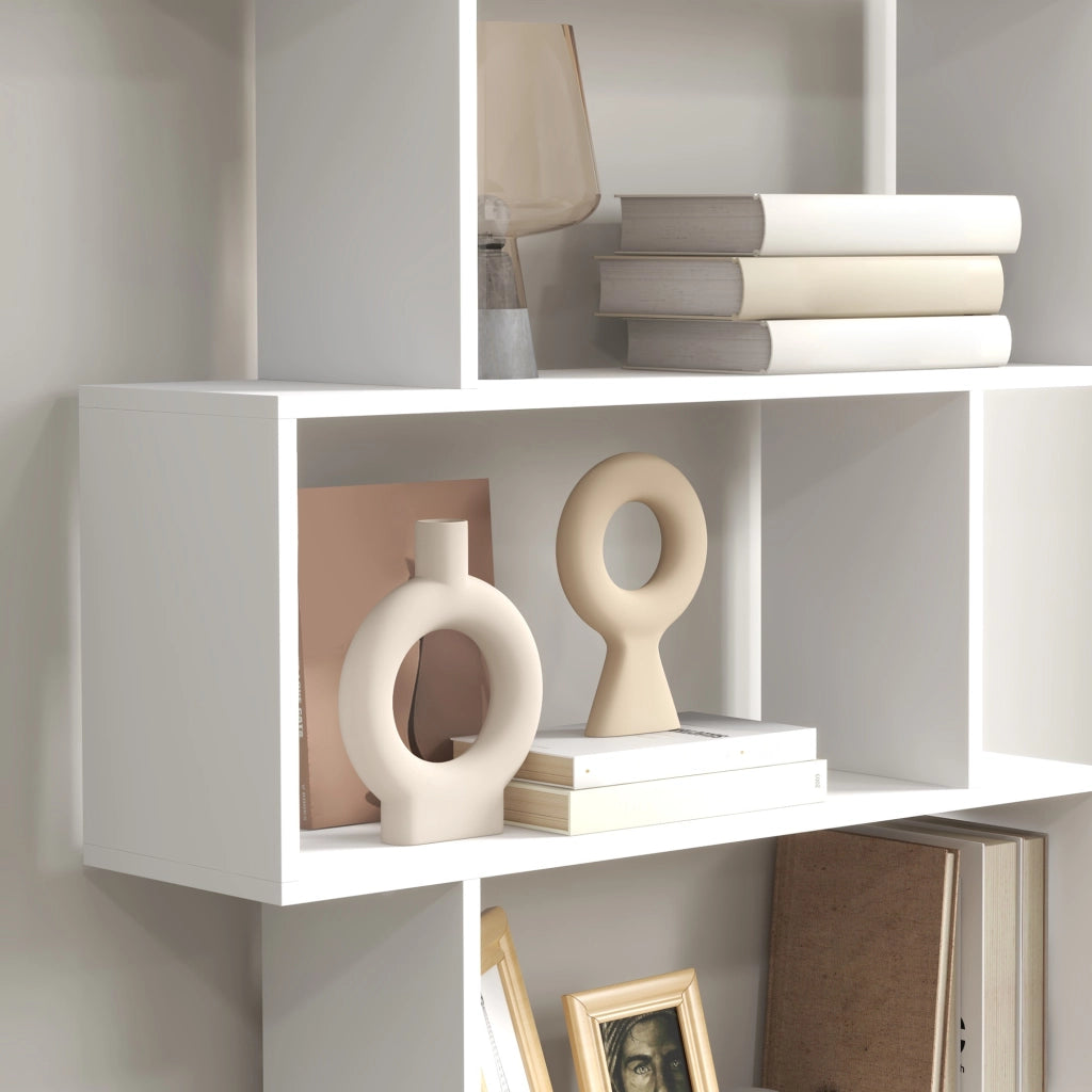 Libreria Design Zig Zag Moderna 6 Livelli ¨C zephmum ¨C Bianco 80x23x192 cm