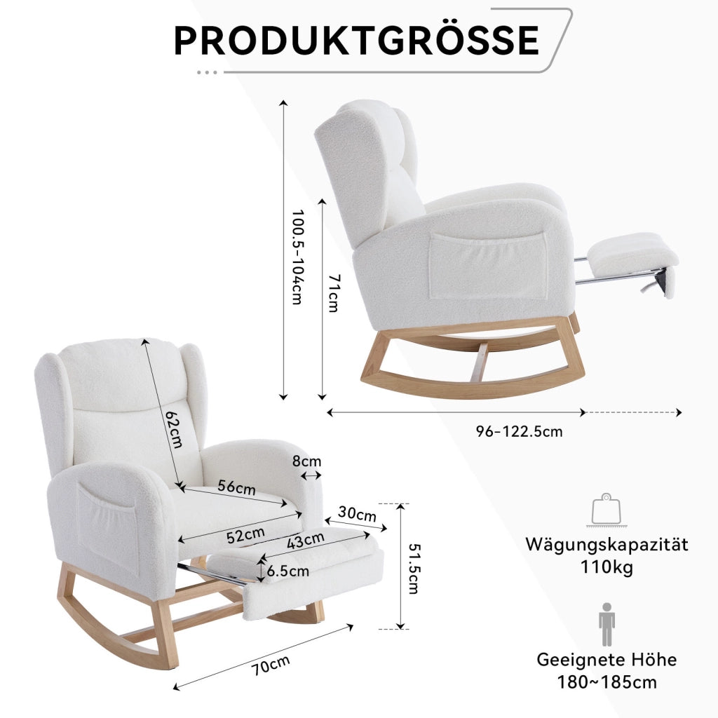 Sedia a dondolo ergonomica in velluto grigio scuro