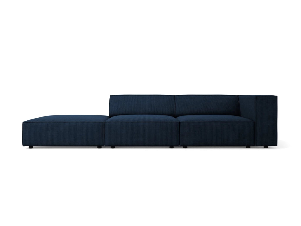 Cosmopolitan Design - Divano sinistro "Arendal" 4 posti in ciniglia con effetto a coste blu reale 