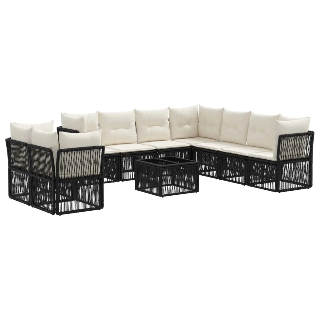 Set Divano da Giardino 10 pcs Nero polyrattan