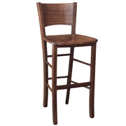 Sgabello alto bar lucy in legno noce scuro h 73 con seduta in massello