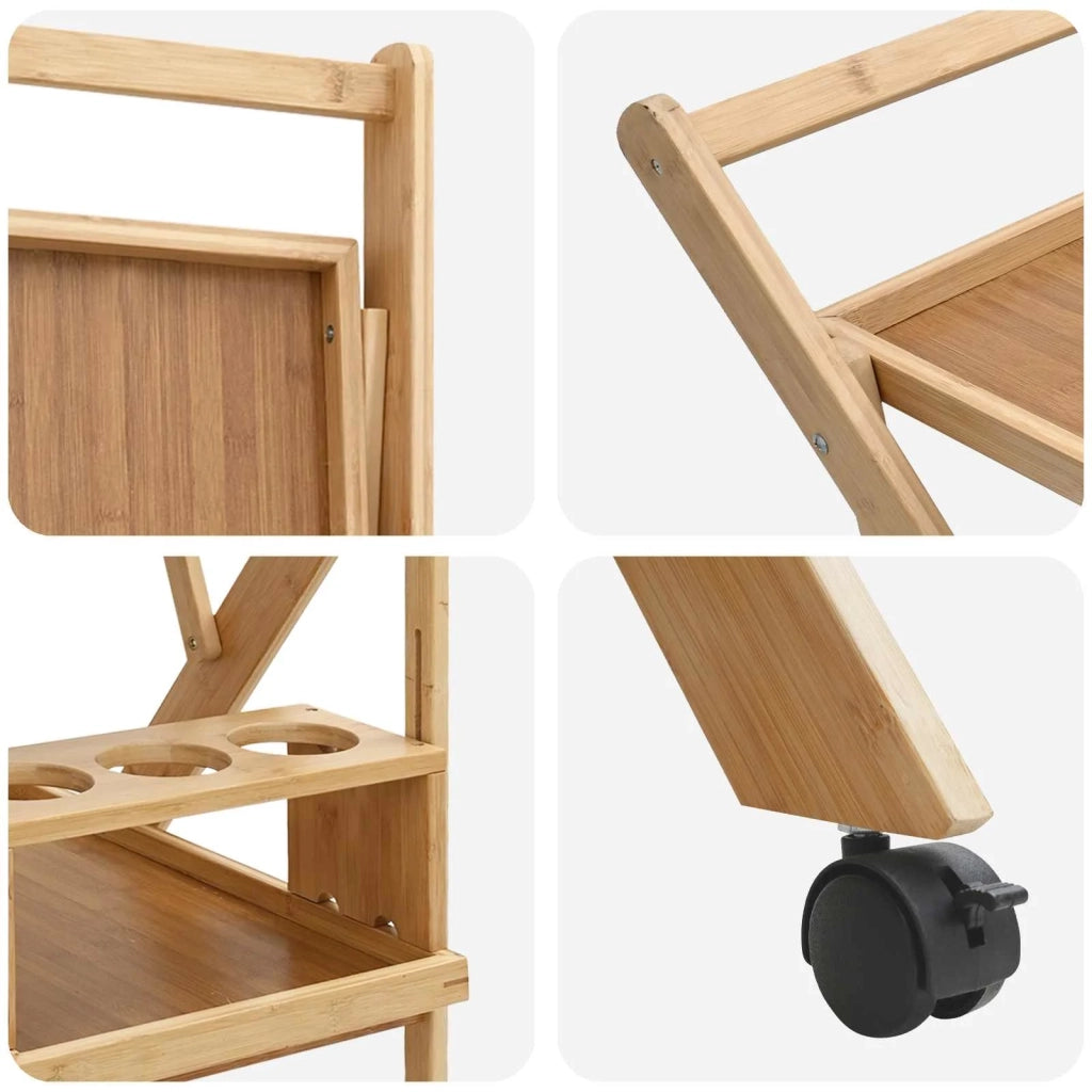 Carrello da Cucina con Ruote Marrone Chiaro 65 x 40,5 x 76,5 cm