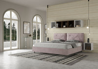 Letto Matrimoniale King Size 200x200 cm con Rete Imbottito in Microfibra Appia Large Glicine