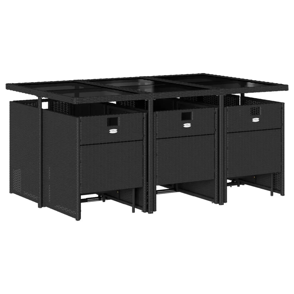 Set da Pranzo da Giardino 11 pz con Cuscini in Polyrattan Nero 3277733