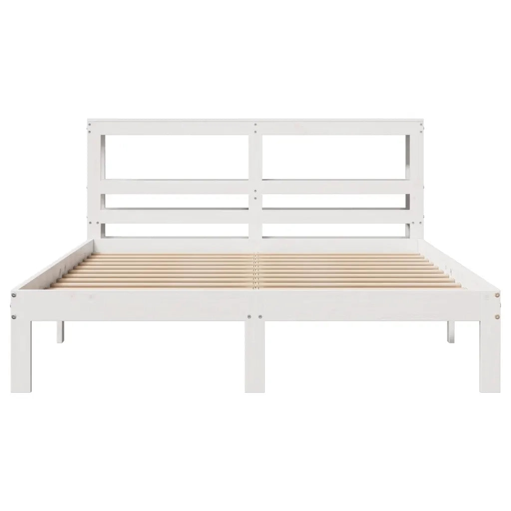 Giroletto con Testiera Bianco 120x190 cm Legno Massello di Pino 3306036