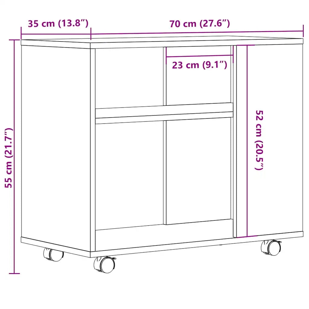 Tavolino Salotto Legno Antico 70x35x55 cm in Legno Multistrato