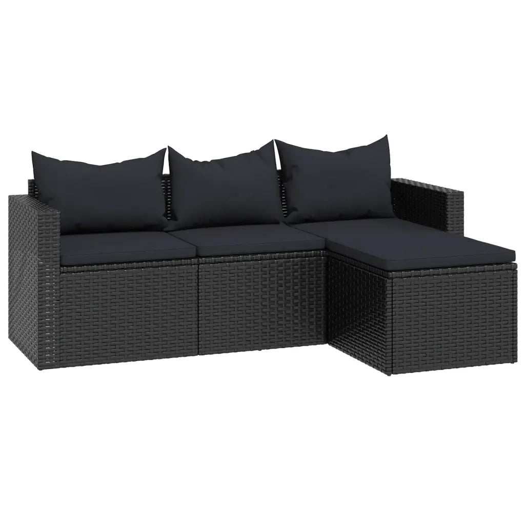 Set Divani da Giardino | Set Salotto da Giardino Nero in Polyrattan