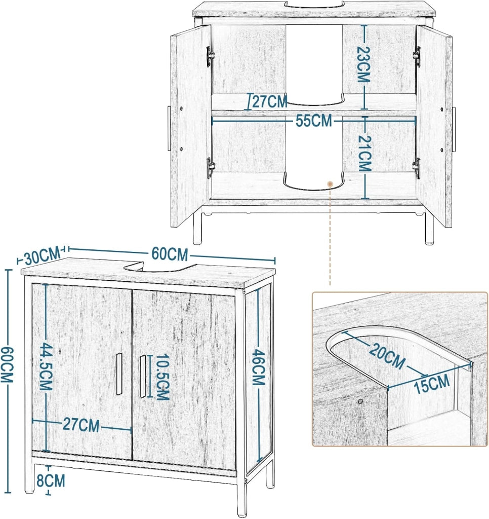 Set di mobili da bagno con armadietto a specchio in metallo + legno modello 11