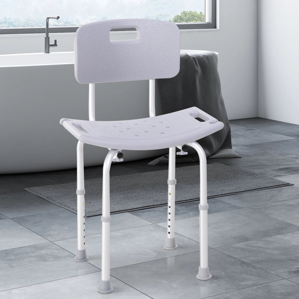 Sedia da Doccia Bagno ¨C Xylo ¨C Alluminio Plastica Regolabile 8 Livelli 71-88cm Antiscivolo