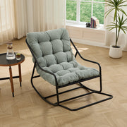 Sedia a Dondolo da Giardino Regolabile con Cuscino Spesso e Poggiapiedi Struttura in Acciaio Verde Chiaro 75 × 116 × 82 cm
