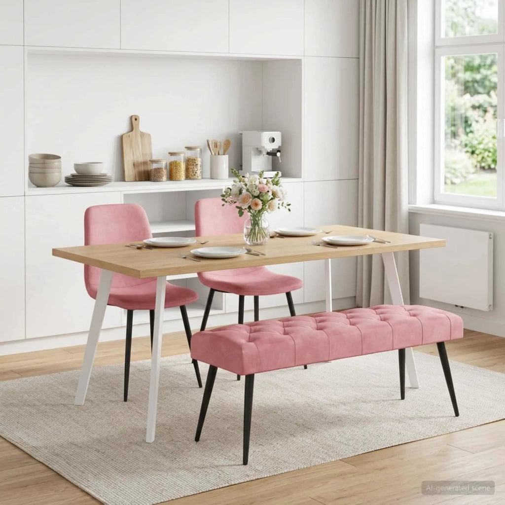 Panchina con bottoni imbottiti Rosa 110 x 40 x 46 cm Velluto 42038575