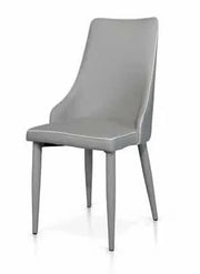 Set 4 sedie ecopelle grigia con bordo bianco 45x42 h.95 (982) - Mobili 2G