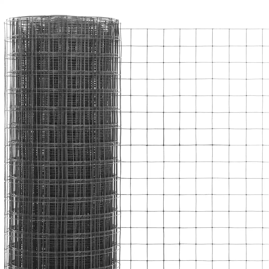 Recinzione in Rete per Pollaio in Acciaio e PVC 10x1 m Grigiocod mxl 103791