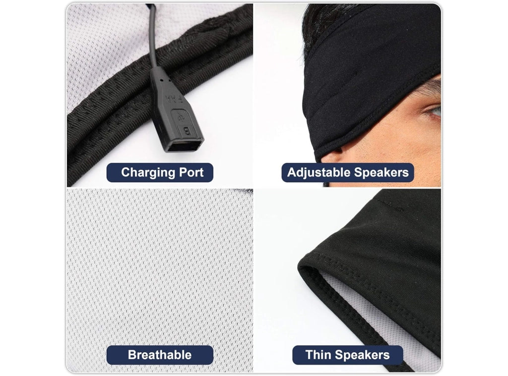 Cuffie Fascia Sportiva con Ultra Sottili HD Stereo Altoparlanti Perfette per Sport Traversine Laterali Viaggi Aerei Meditazione e Relax Unisex