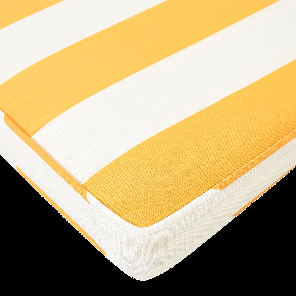 Set di 2 cuscini per sedia da giardino giallo bianco 37 x 34 cm motivo a strisce per esterno legami resistenti ai raggi UV