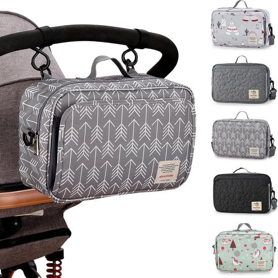 Organizzatore di passeggino, tas universale per passeggino, accessori per passeggino, con cinturino a spalla, borsa da passeggino portatile, grande capacità per pannolino, giocattoli, smartphone e altri.