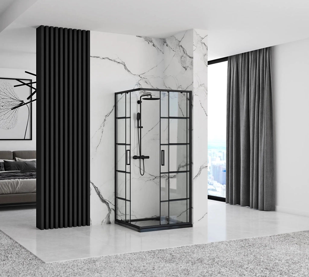 Cabina Doccia Rea Concept Black 90x90 senza piatto doccia