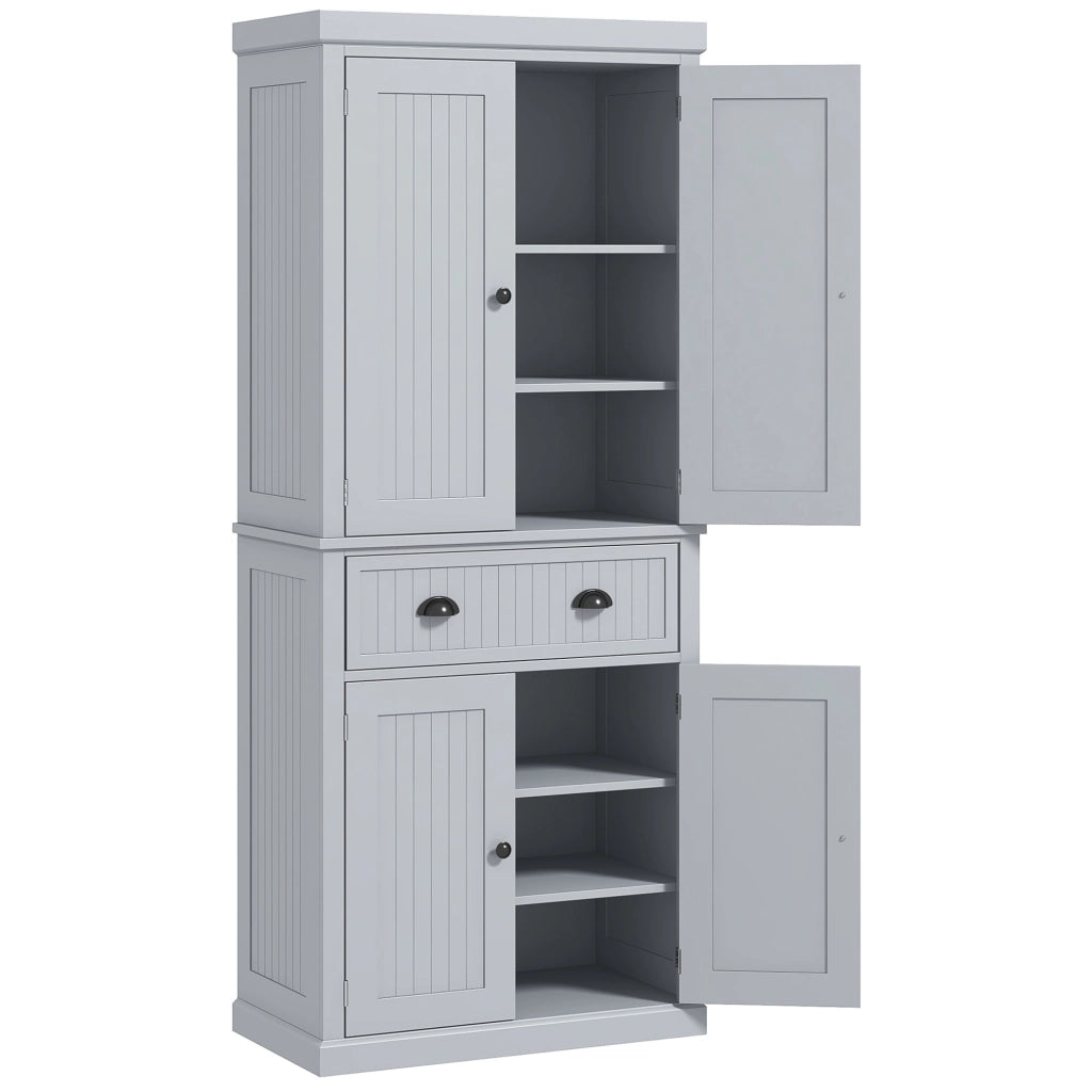 Armadio da cucina con ante scorrevoli e cassetto grande ¨C zephmum ¨C grigio 76x40x183 cm