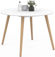 INGA Mesa de comedor redonda para 6 personas blanca 110 cm