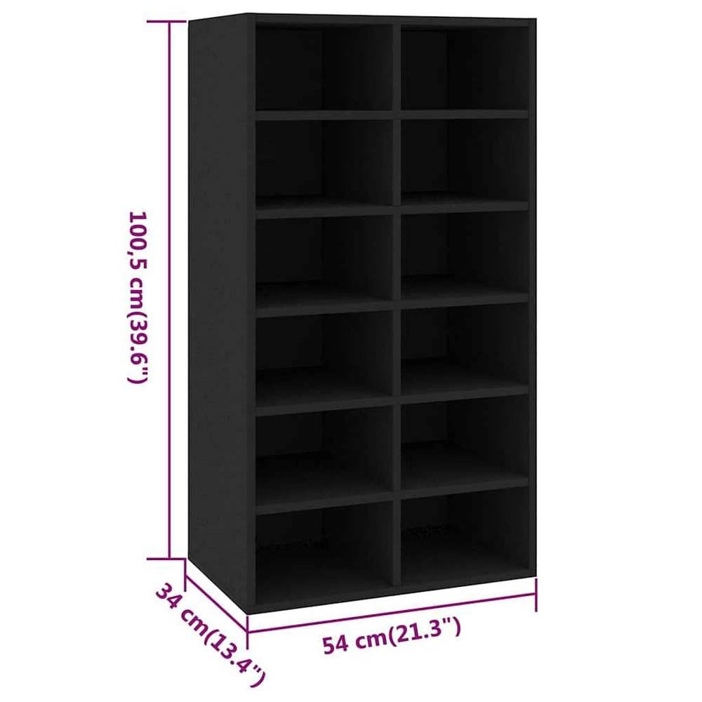 Shoe Rack, Black, 54x34x100.5 Cm, Wood-based Material